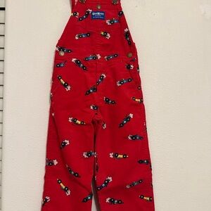 OshKosh B'gosh Red Overalls with Car Print